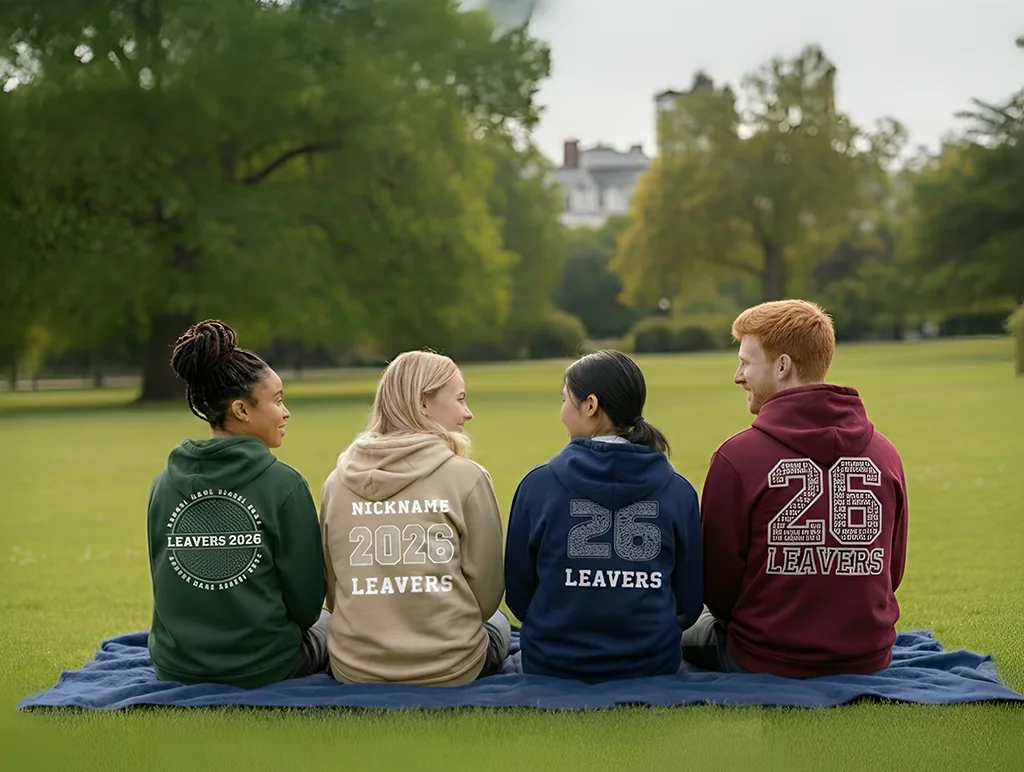 College students holding yearbooks