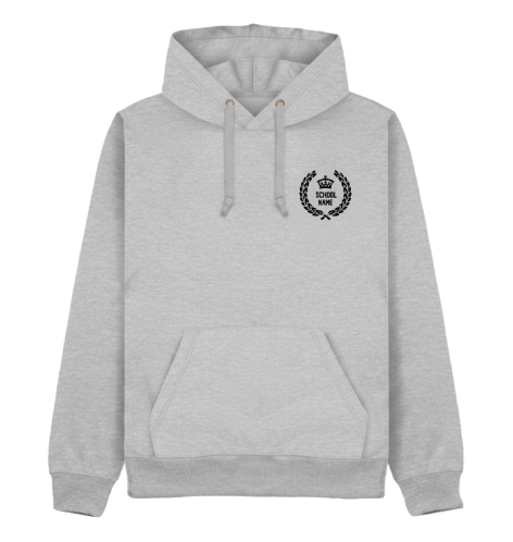 Front designs initials crest on hoodie