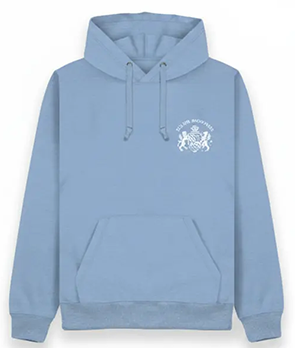 Ski trip blue hoodie front design image